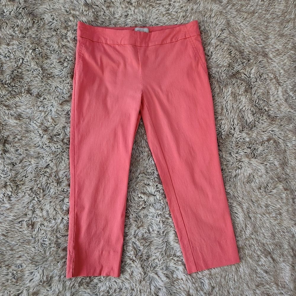 Dalia Pull-on Capri Dress Pants Elastic‎ Waist Coral Pink Women's Size 10